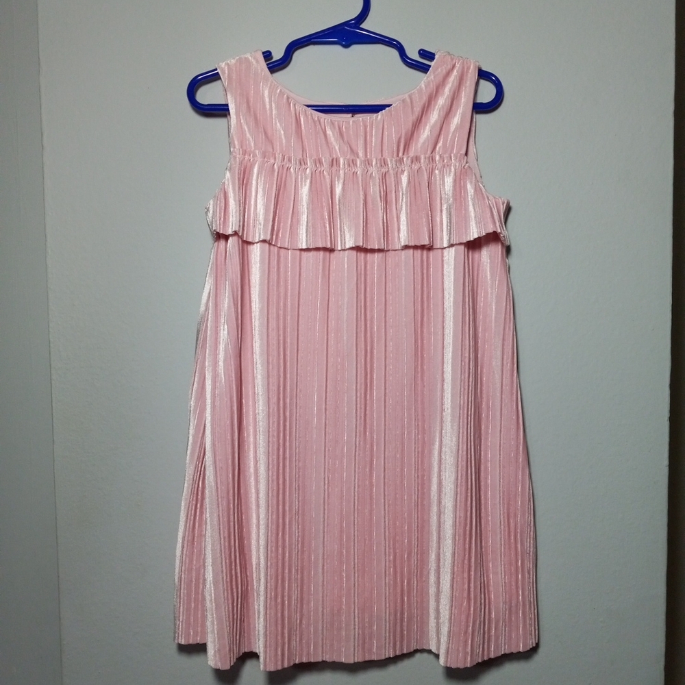 Cat & Jack Pink Sleeveless Dress with Ruffles Velvet Size 4T